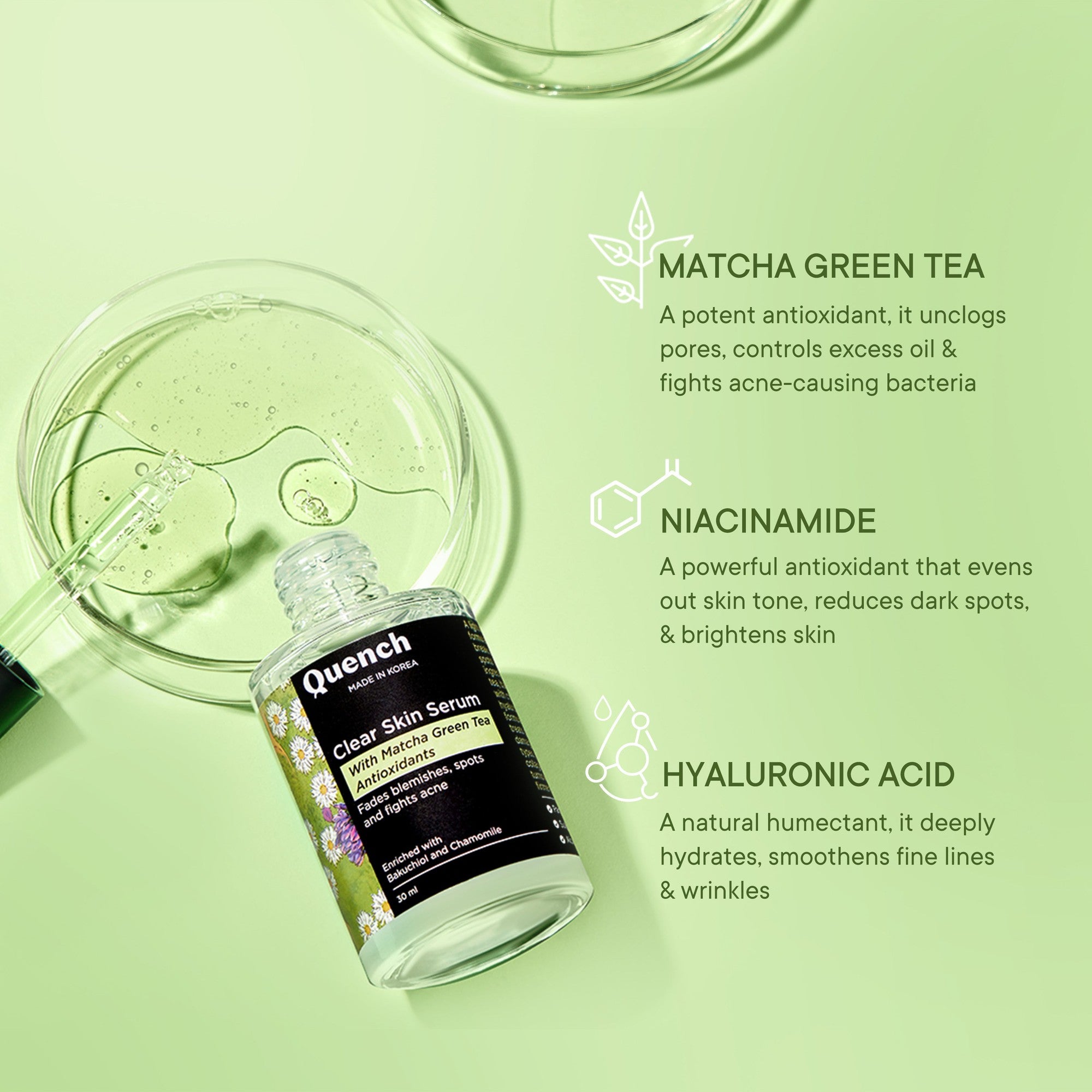 Clear Skin Serum with Matcha Green Tea Antioxidants - 30 ML