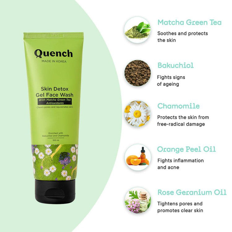 Skin Detox Gel Face Wash with Matcha Green Tea Anti-Oxidants - 100 ML - Free