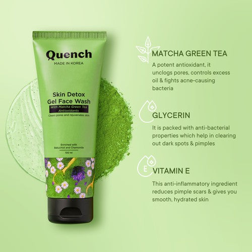 Skin Detox Gel Face Wash with Matcha Green Tea Anti-Oxidants - 100 ML (Pack of 1)