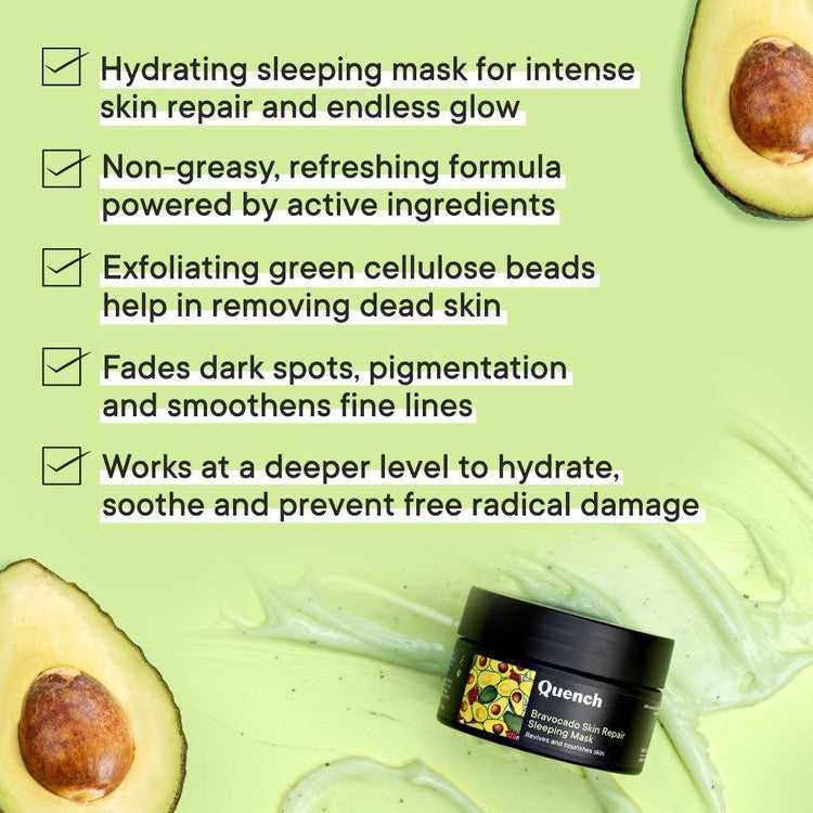 Skin Repair Sleeping Mask / Overnight Gel Cream with Avocado Vitamins C & E - 50 ML