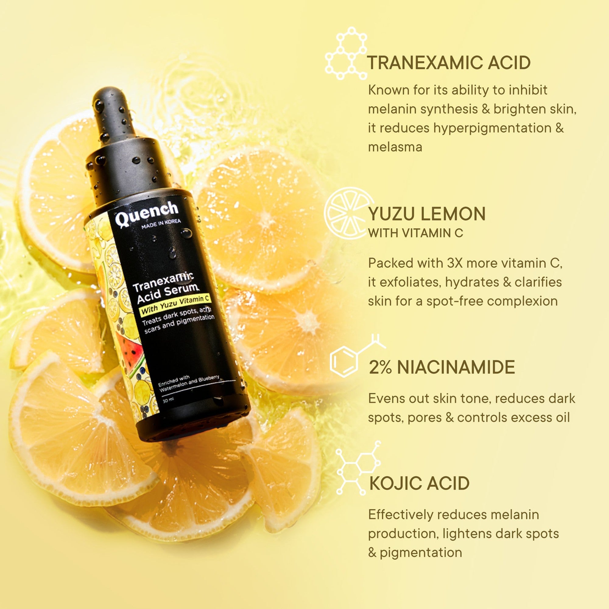 Tranexamic Acid Serum with Yuzu Vitamin C, 2% Niacinamide & Kojic Acid - 30 ML