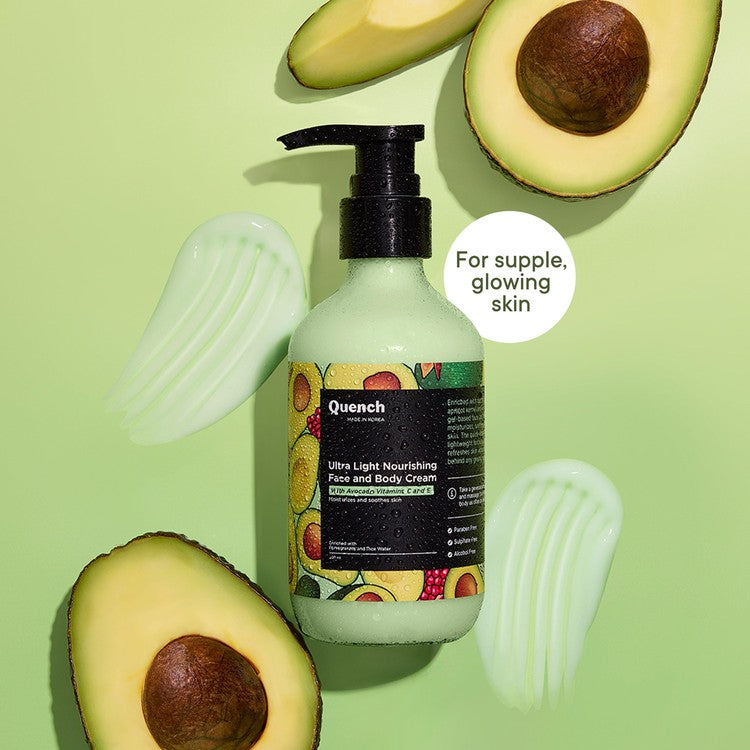 Ultra Light Nourishing Face and Body Cream with Avocado Vitamins C & E - 200 ML